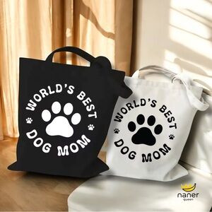 World's Best Dog Mom Canvas Tote Bags - Black & White